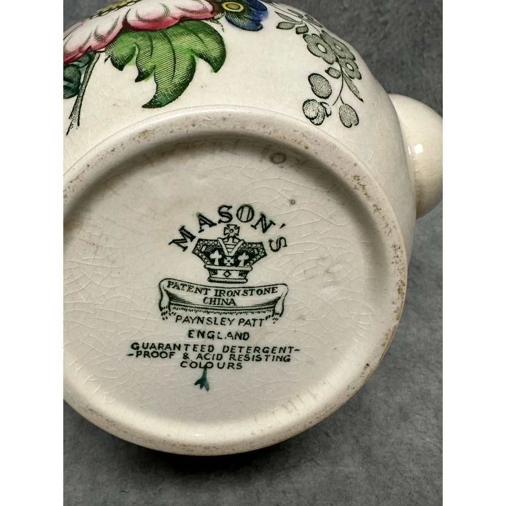 VTG Mason's‎ China Ironstone Coffee Pot Paynsley Green Floral England Full Hand